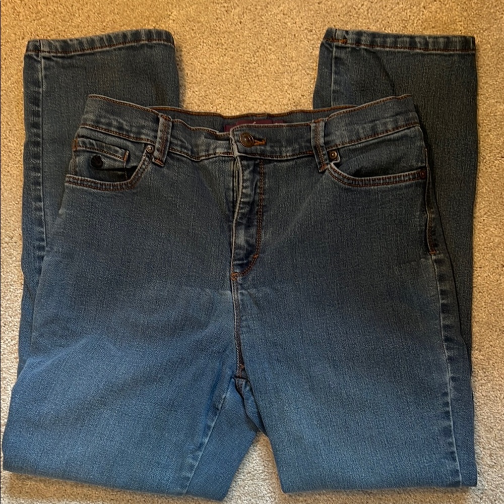 Gloria Vanderbilt Blue Straight Leg Jeans Classic Style size 12P